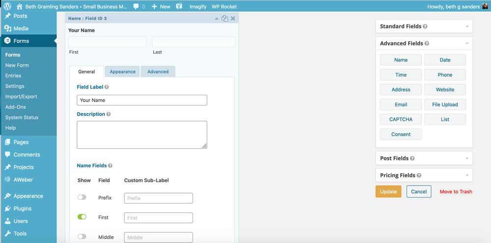 how to build a form in gravity forms for wordpress