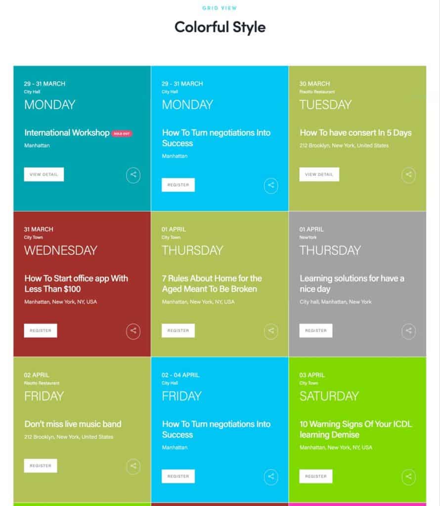 WordPress event calendar